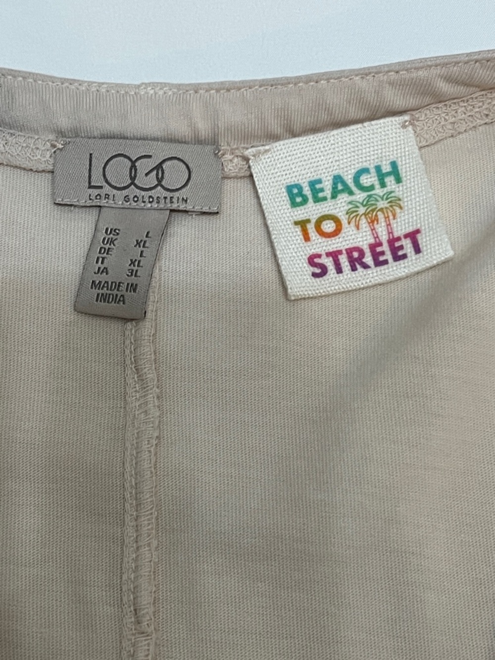 LOGO by Lori Goldstein Ombre Tie-Front Cotton Jacket in Cream and Navy - Picture 9 of 13